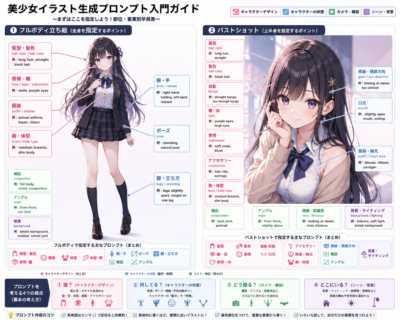美少女イラスト生成プロンプト入門ガイド（大判）